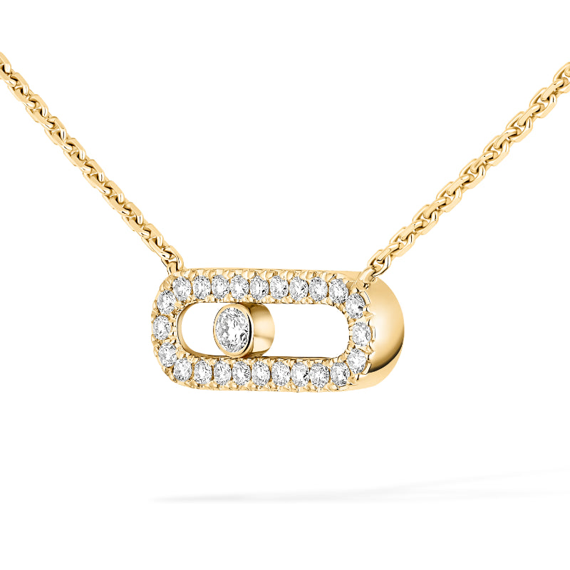 18K Yellow Gold Diamond Move Uno Pavé Necklace