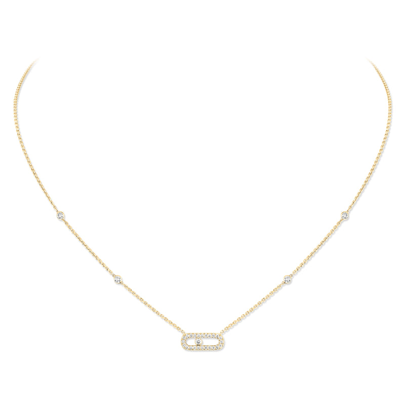 18K Yellow Gold Diamond Move Uno Pavé Necklace
