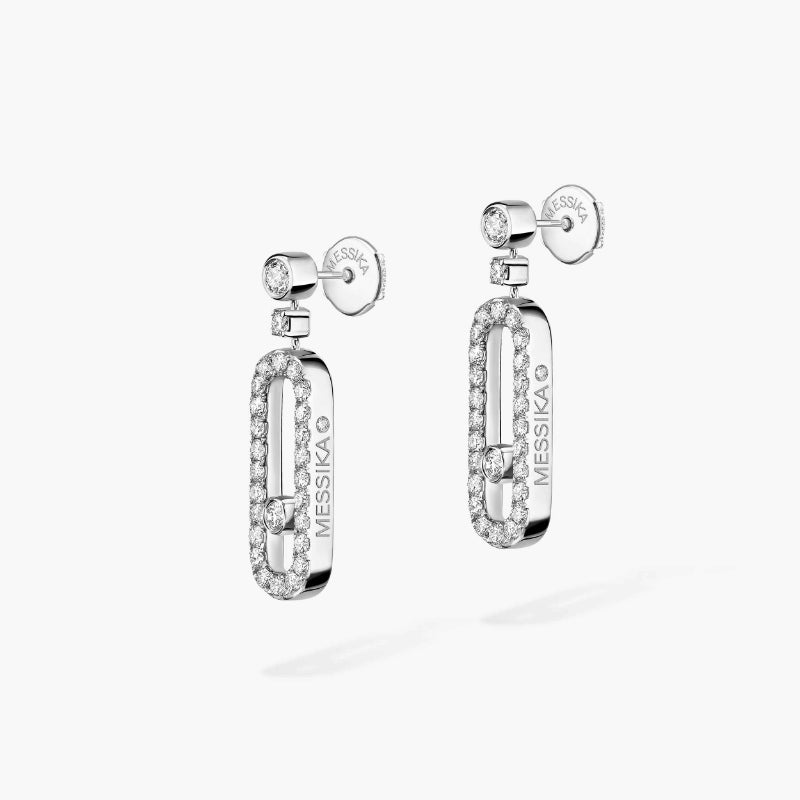 1 Pair of 18K White Gold Diamond Move Uno Stud Earrings