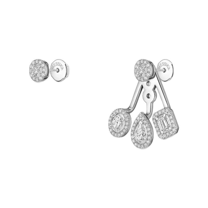 18K White Gold My trio Asymmetrical Earrings