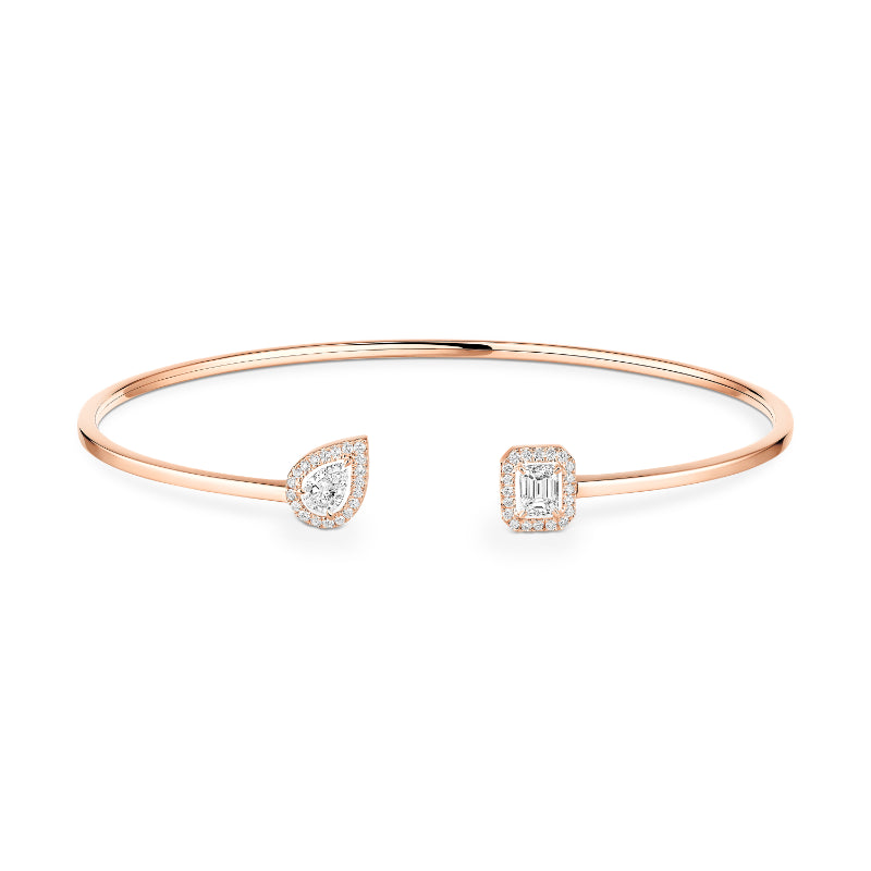 18K Pink Gold Diamond My Twin Toi & Moi Thin Bracelet