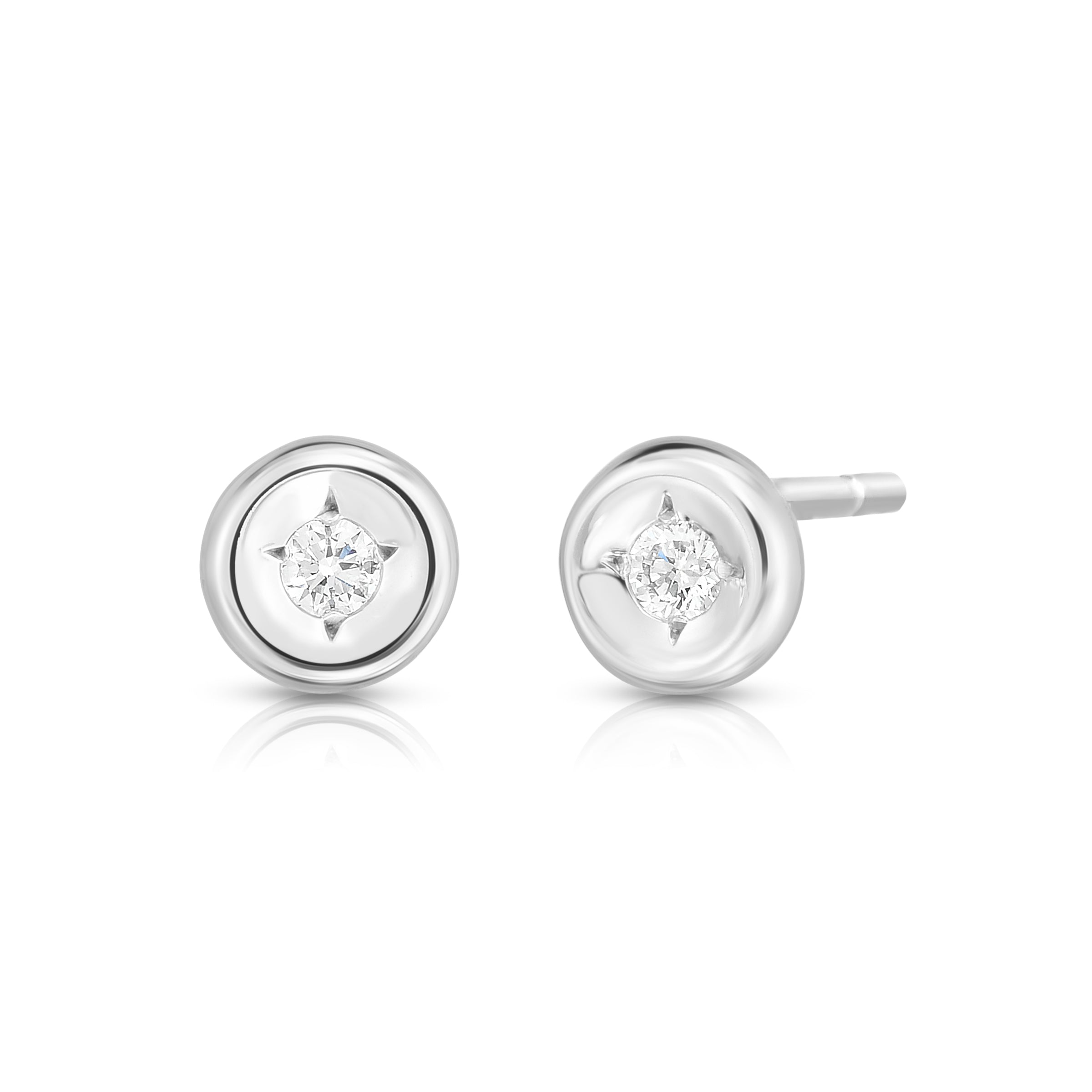 18K WHITE GOLD TINY TREASURES BEZEL SET EARRINGS