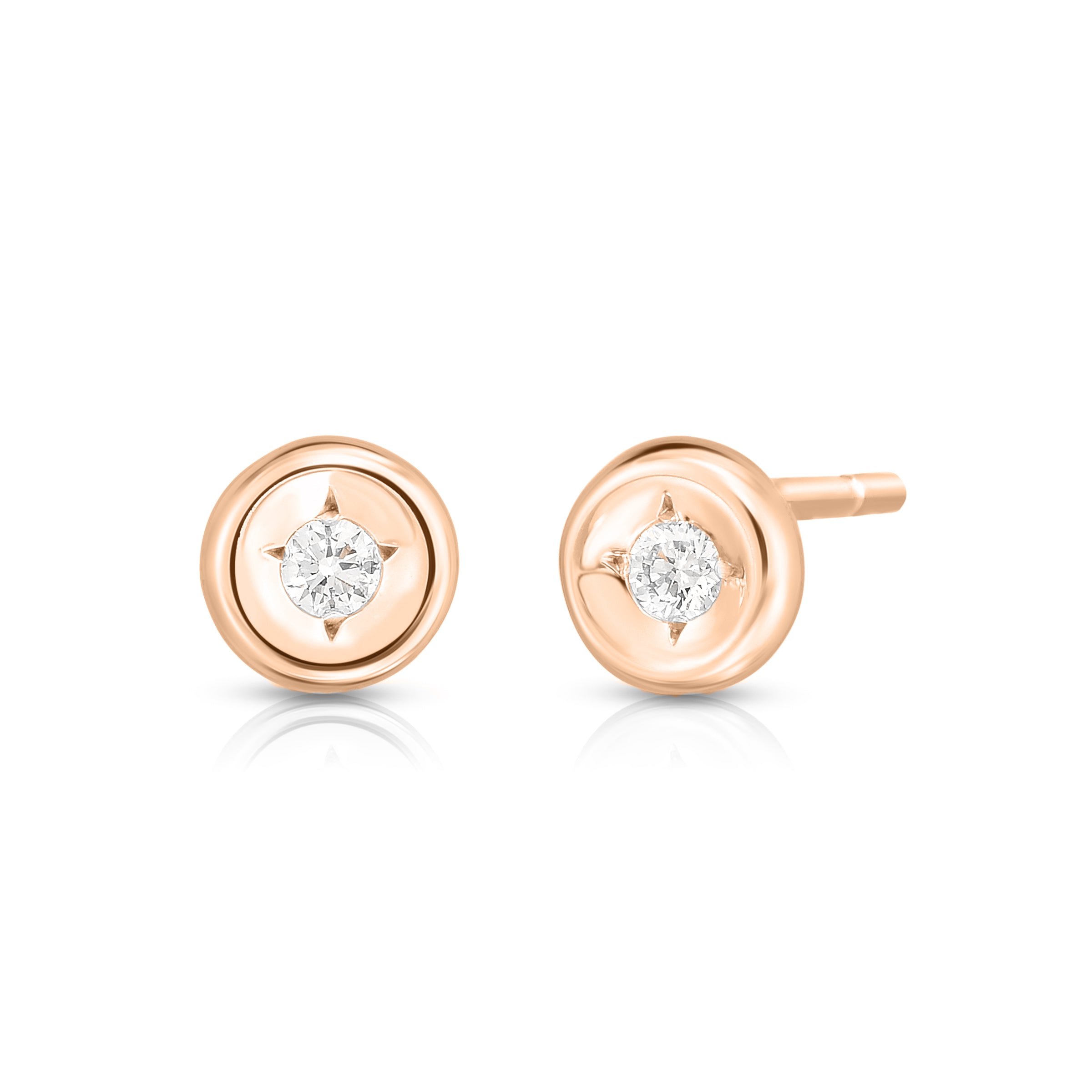 18K ROSE GOLD TINY TREASURES BEZEL SET EARRINGS