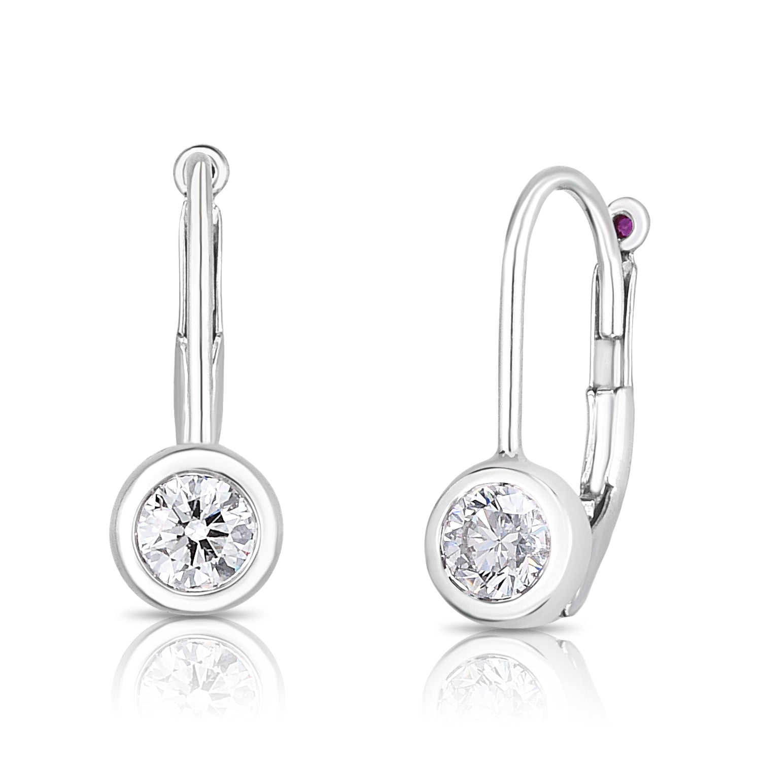18K WHITE GOLD TINY TREASURES DIAMOND BEZEL EURO EARRRINGS