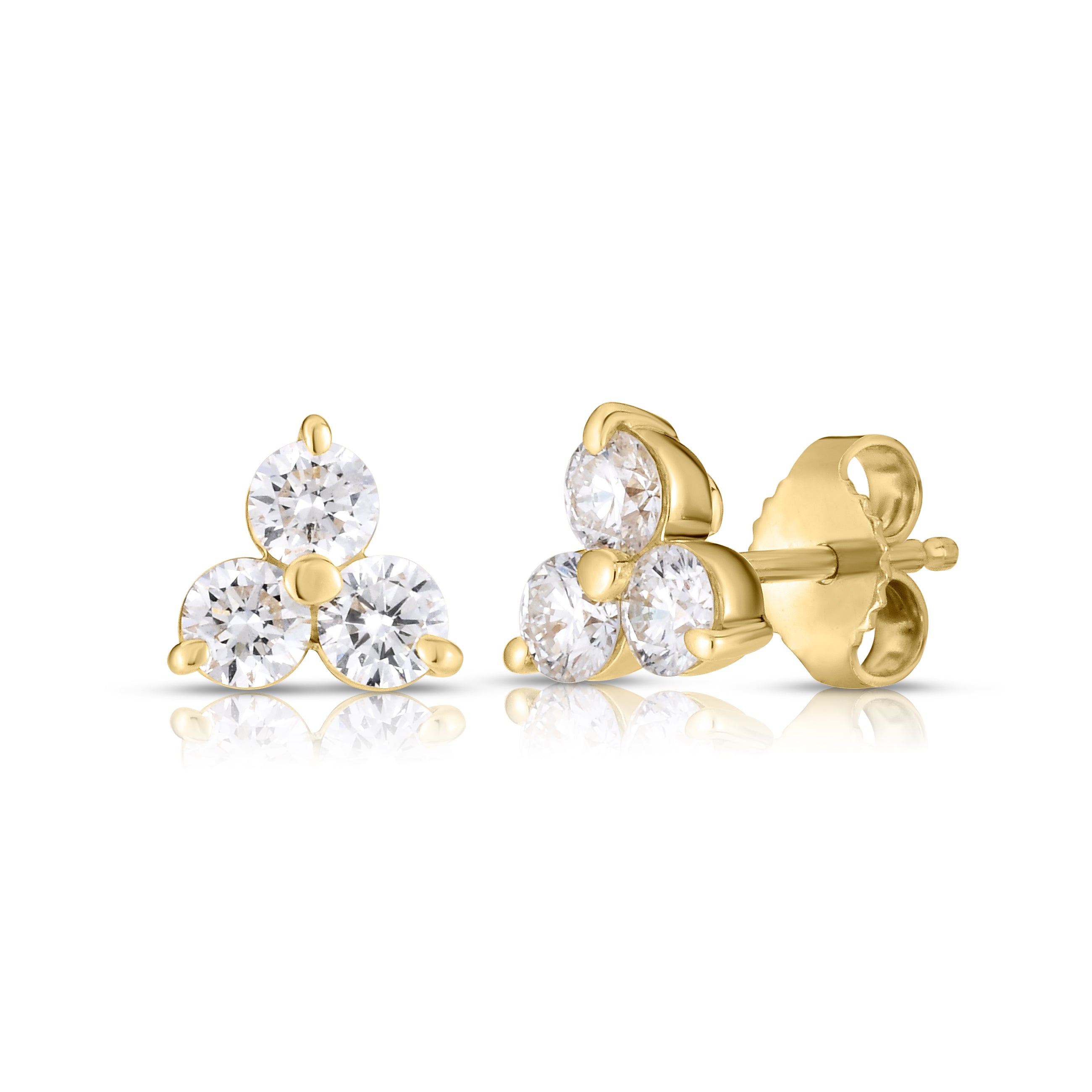 18K YELLOW GOLD TINY TREASURES MEDIUM THREE STONE CLUSTER STUD EARRINGS