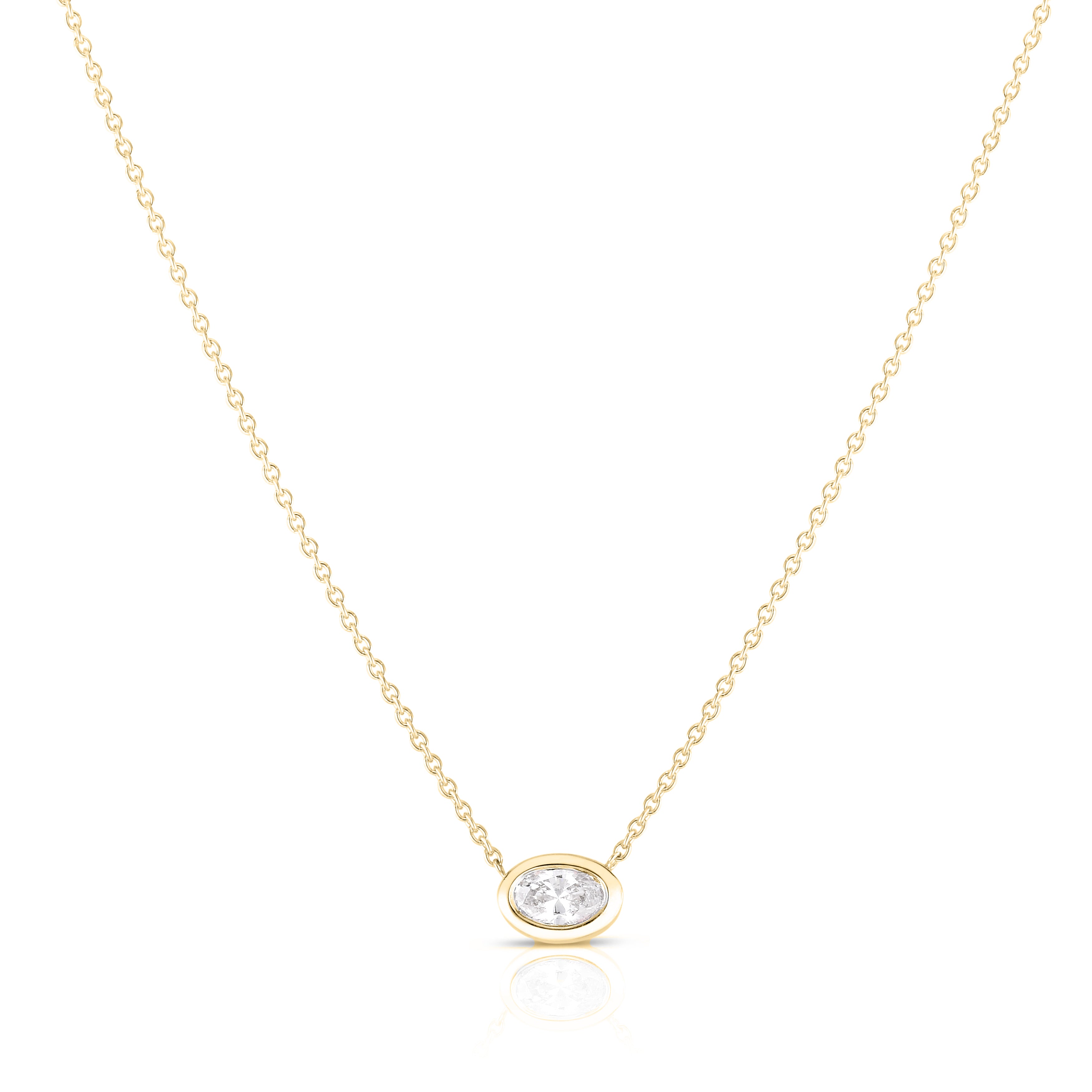18K YELLOW GOLD DIAMONDS BY THE INCH OVAL CUT SOLITAIRE NECKLACE