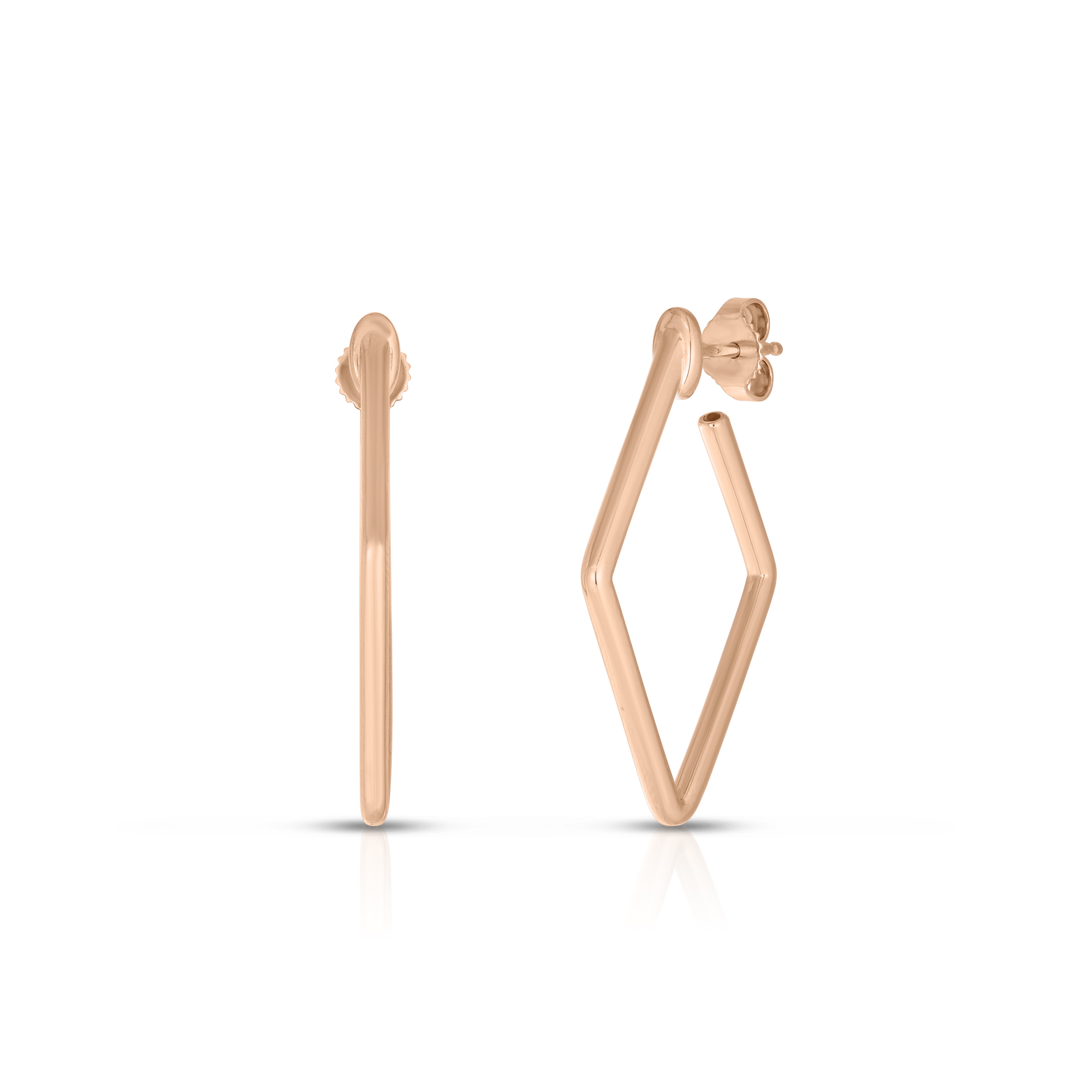 18K ROSE DESIGNER GOLD SMALL SQUARE HOOP EARRINGS