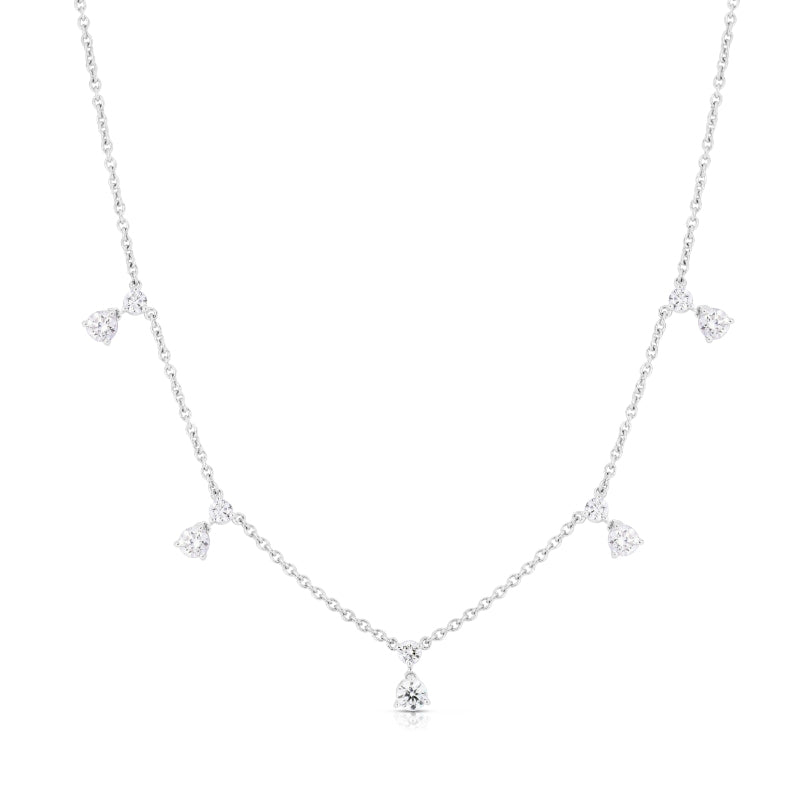 18K WHITE GOLD DIAMONDS BY THE INCH DANGLING FIVE STATION NECKLACE