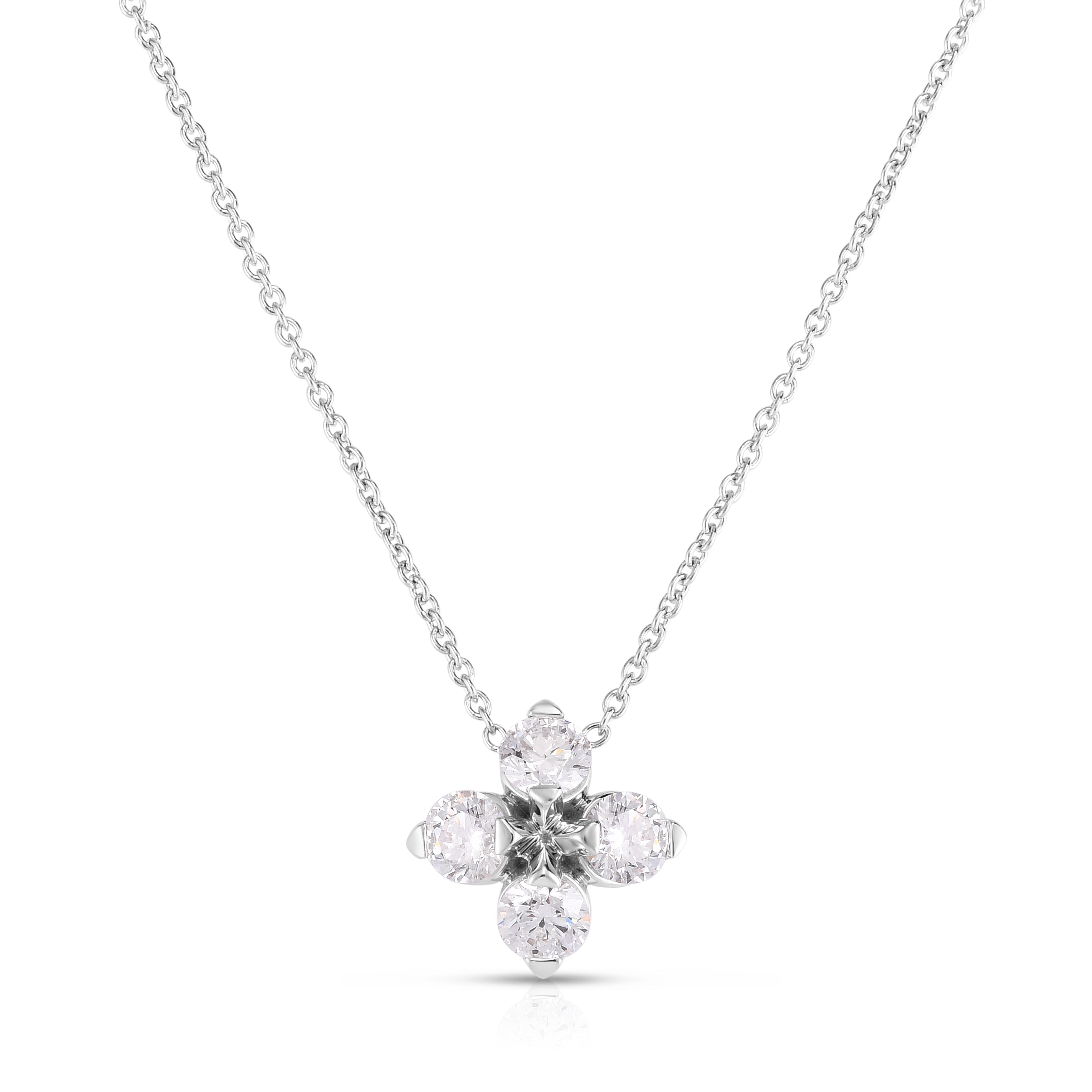 18K WHITE GOLD LOVE IN VERONA DIAMOND FLOWER NECKLACE