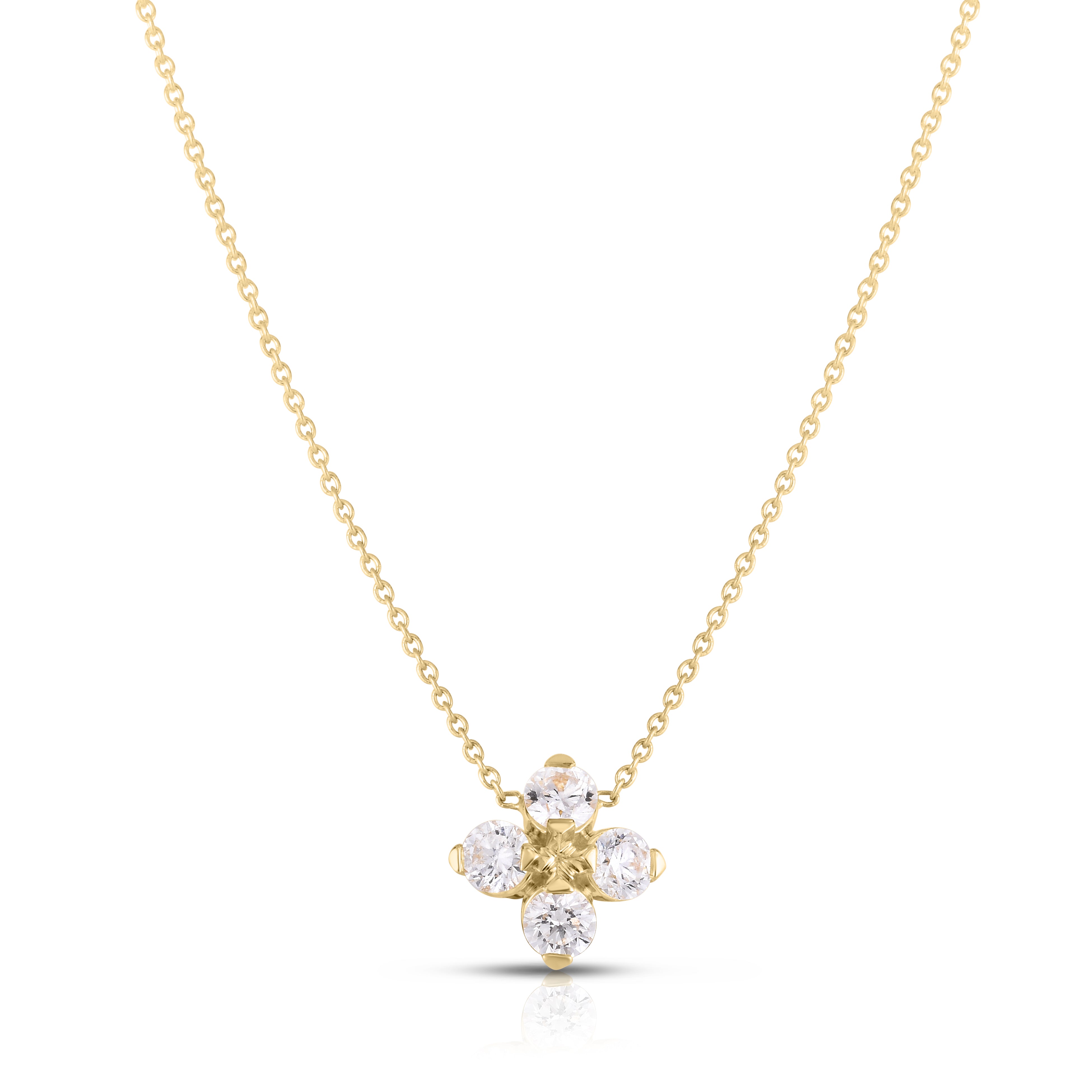 18K YELLOW GOLD LOVE IN VERONA DIAMOND FLOWER NECKLACE