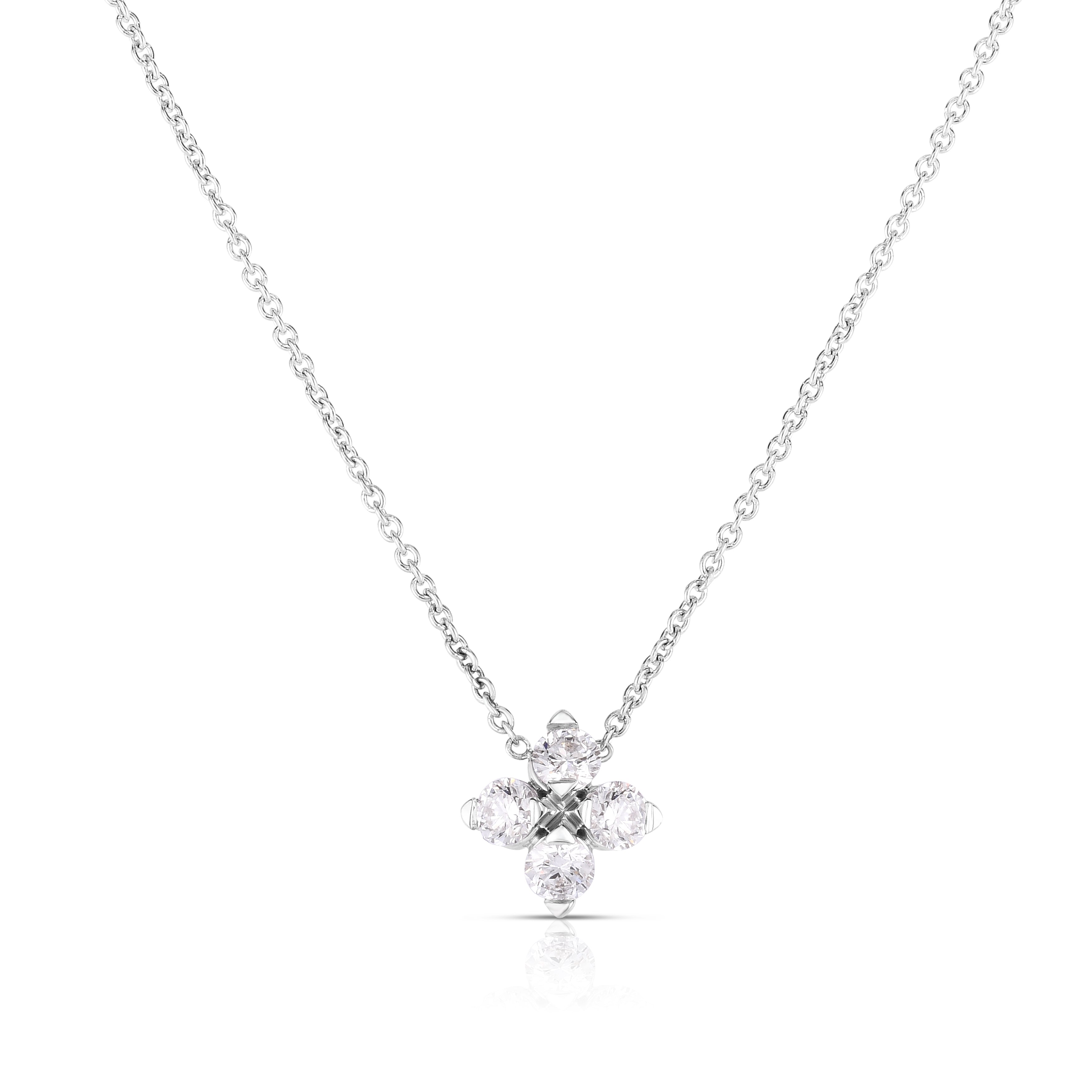 18K WHITE GOLD LOVE IN VERONA SMALL FLOWER DIAMOND NECKLACE