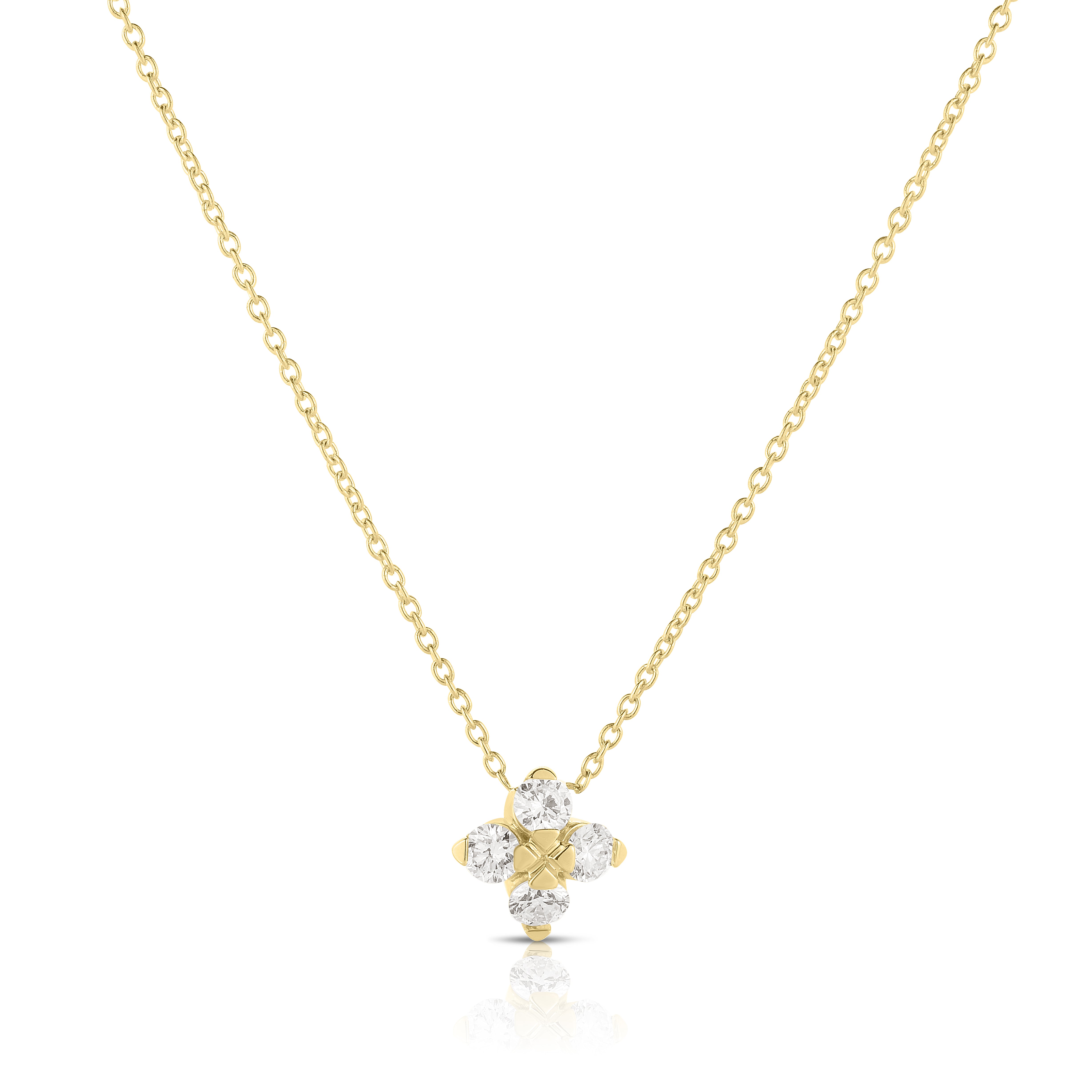 18K YELLOW GOLD LOVE IN VERONA SMALL FLOWER DIAMOND NECKLACE
