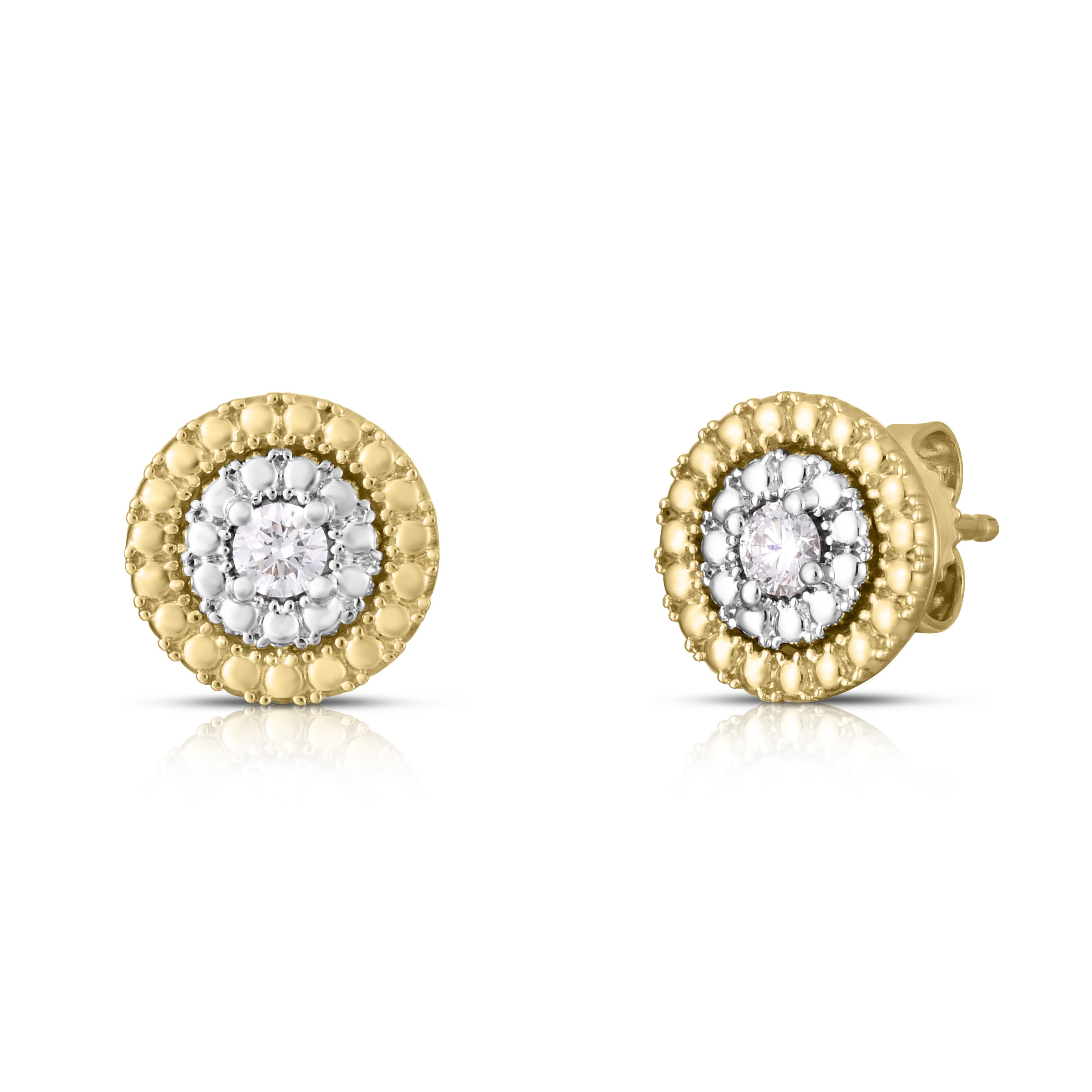 18K YELLOW/WHITE SIENA SMALL DIAMOND DOT EARRINGS