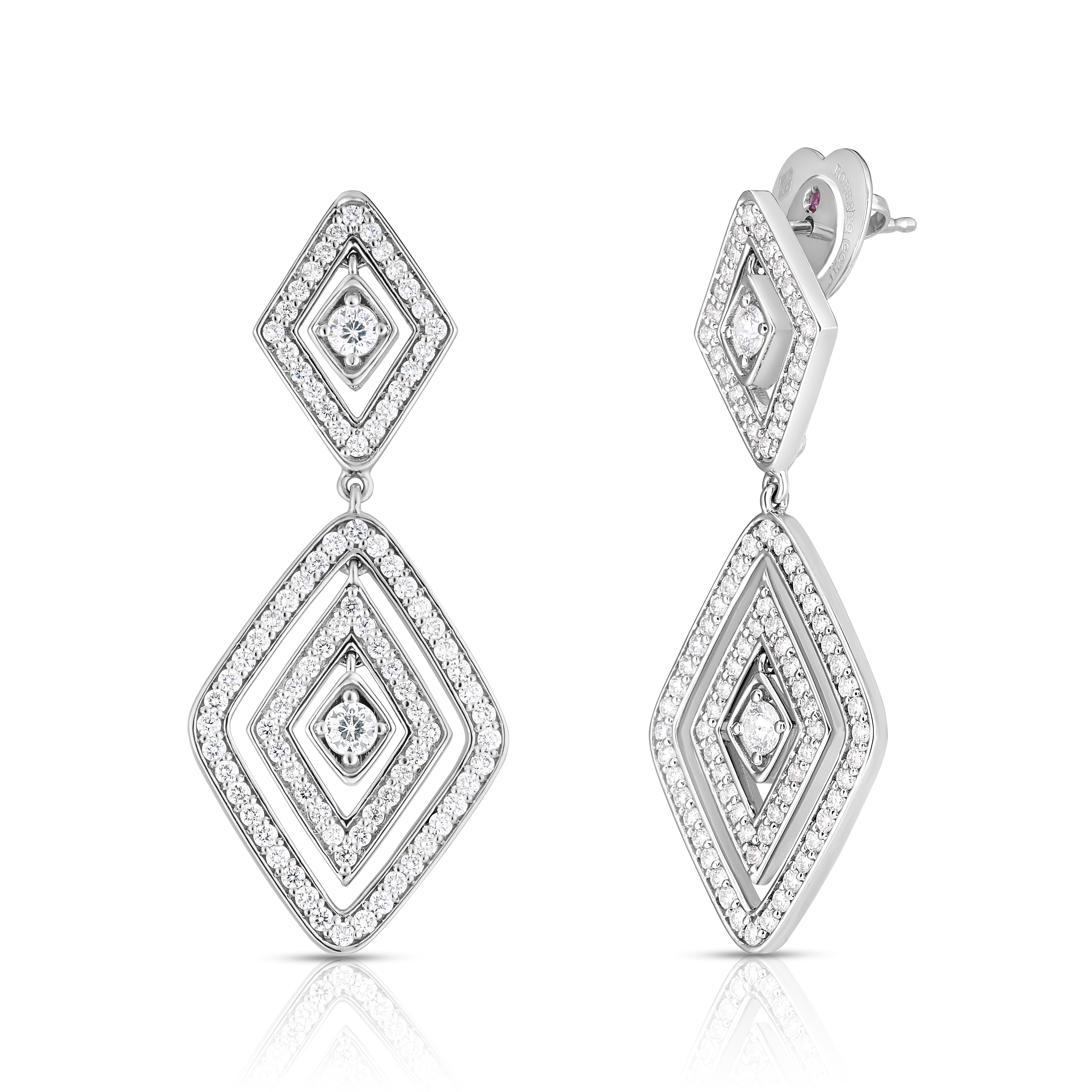 18K WHITE GOLD DIAMANTE DIAMOND DANGLE EARRINGS