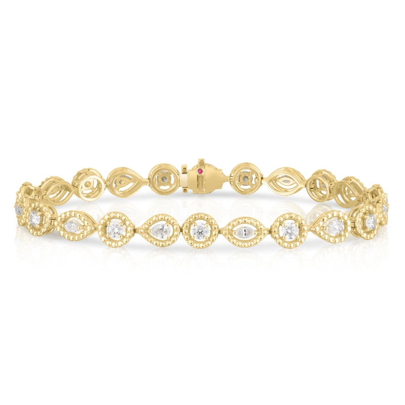18K YELLOW GOLD DOLCETTO ALTERNATING THREE STONE DIAMOND BRACELET