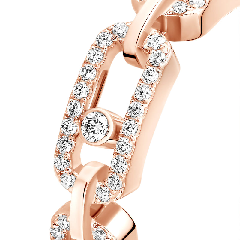 18K Pink Gold Diamond Move Link Pavé Ring