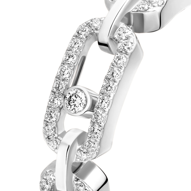 18K White Gold Diamond Move Link Pavé Ring
