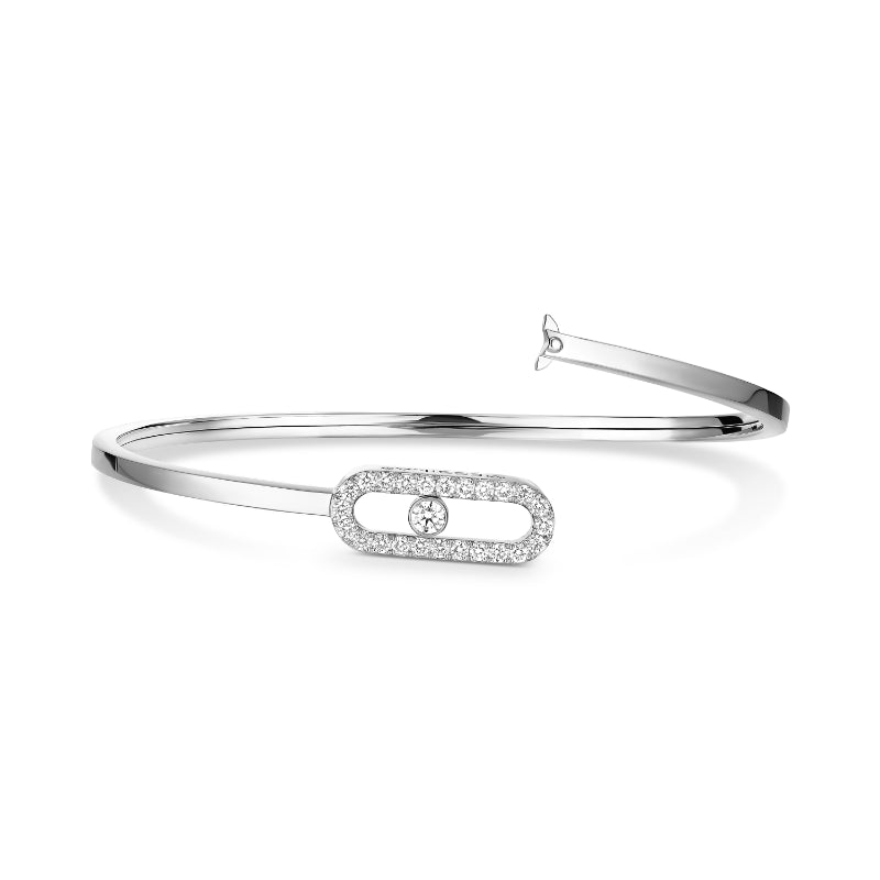 18K White Gold Diamond Move Uno Pavé Flex Medium Bracelet