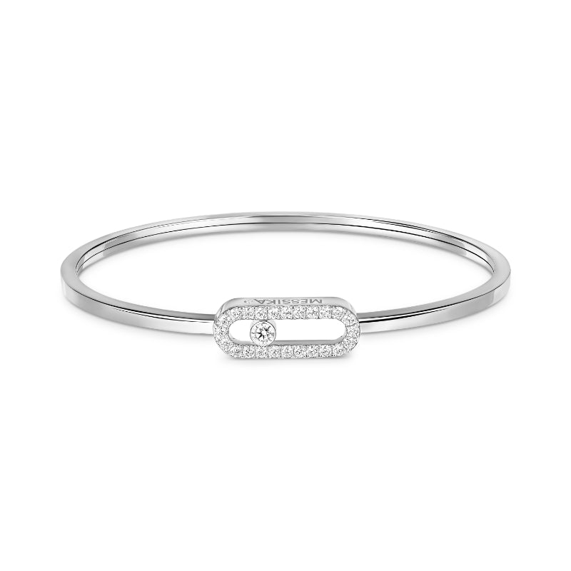 18K White Gold Diamond Move Uno Pavé Flex Medium Bracelet