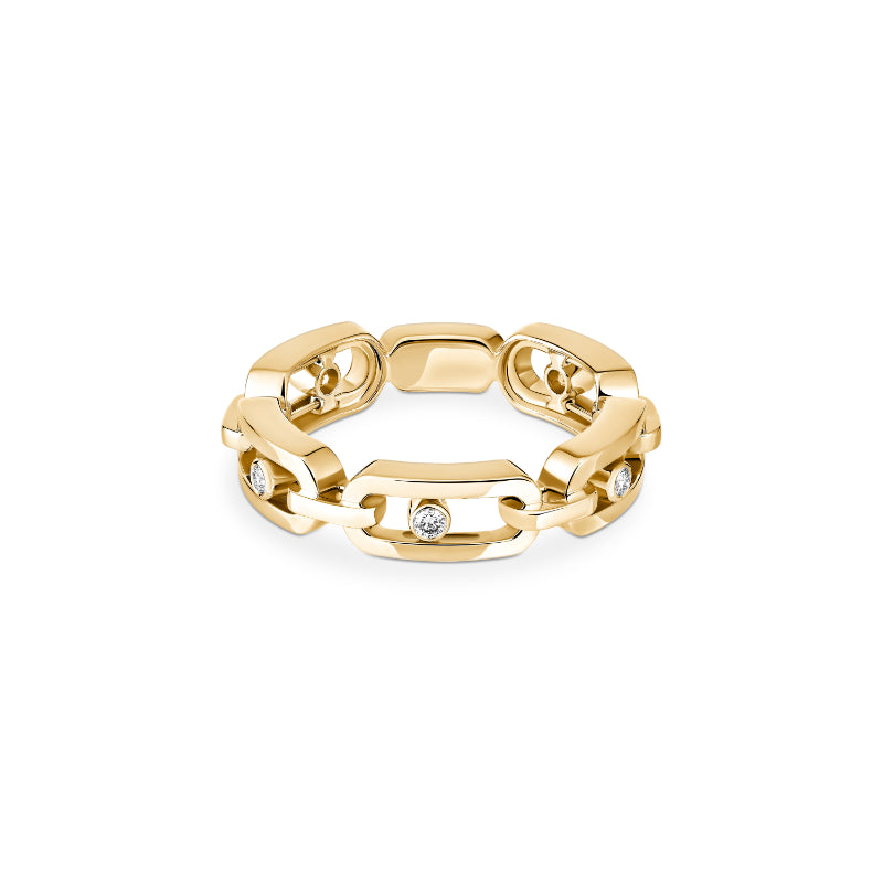 18K Yellow Gold Diamond Move Link Ring