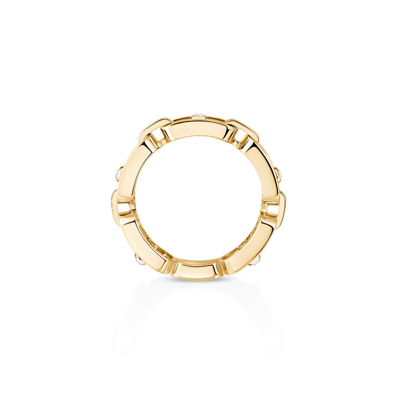 18K Yellow Gold Diamond Move Link Ring