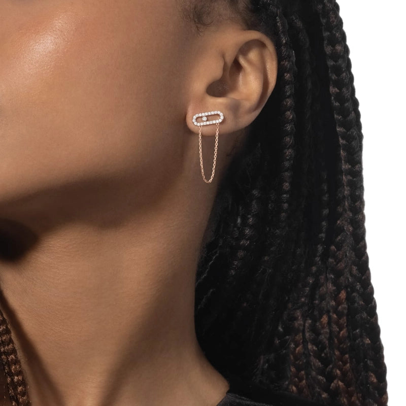 18K Pink Gold Move Uno Chain Earring