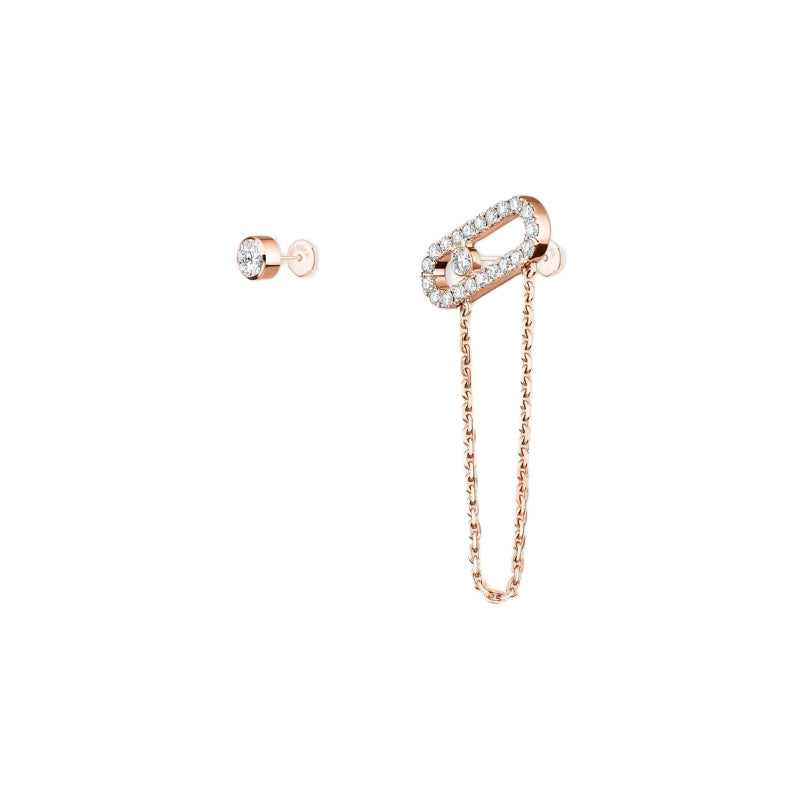 18K Pink Gold Move Uno Chain Earring