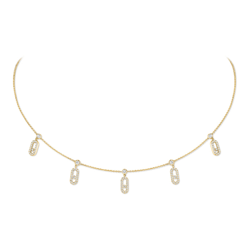18K Yellow Gold Diamond Move Uno Pavé Drop Choker Necklace