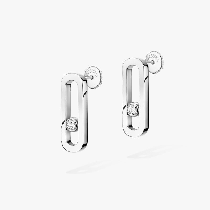 1 Pair of 18K White Gold Diamond Move Uno Earrings