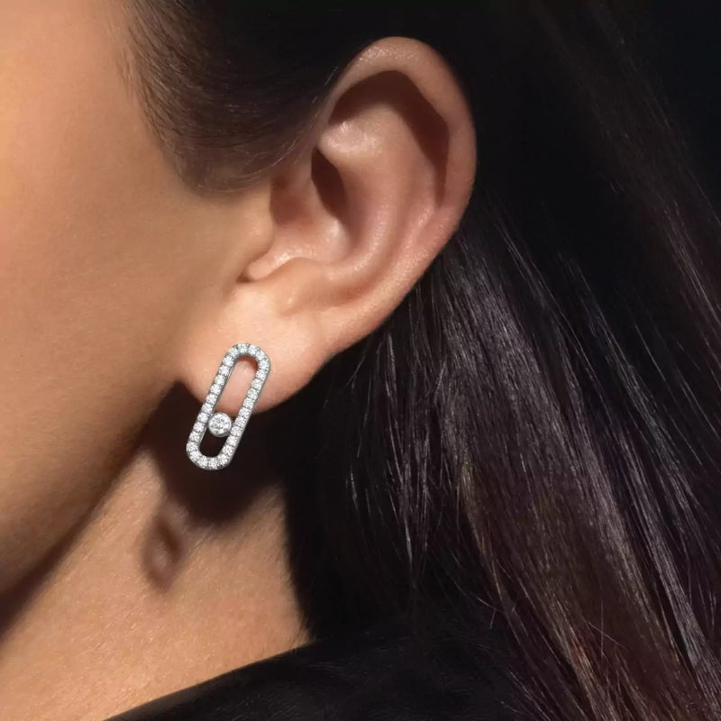 1 Pair of 18K White Gold Diamond Move Uno Pavé Large Earrings