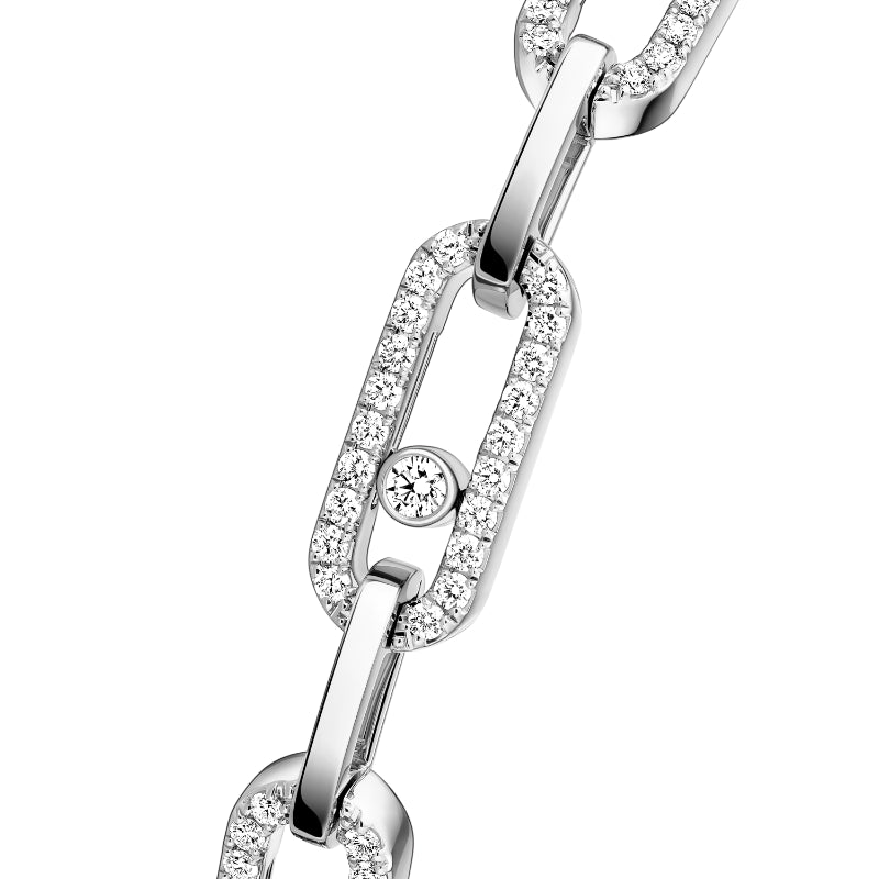 18K White Gold Diamond Move Link Bracelet