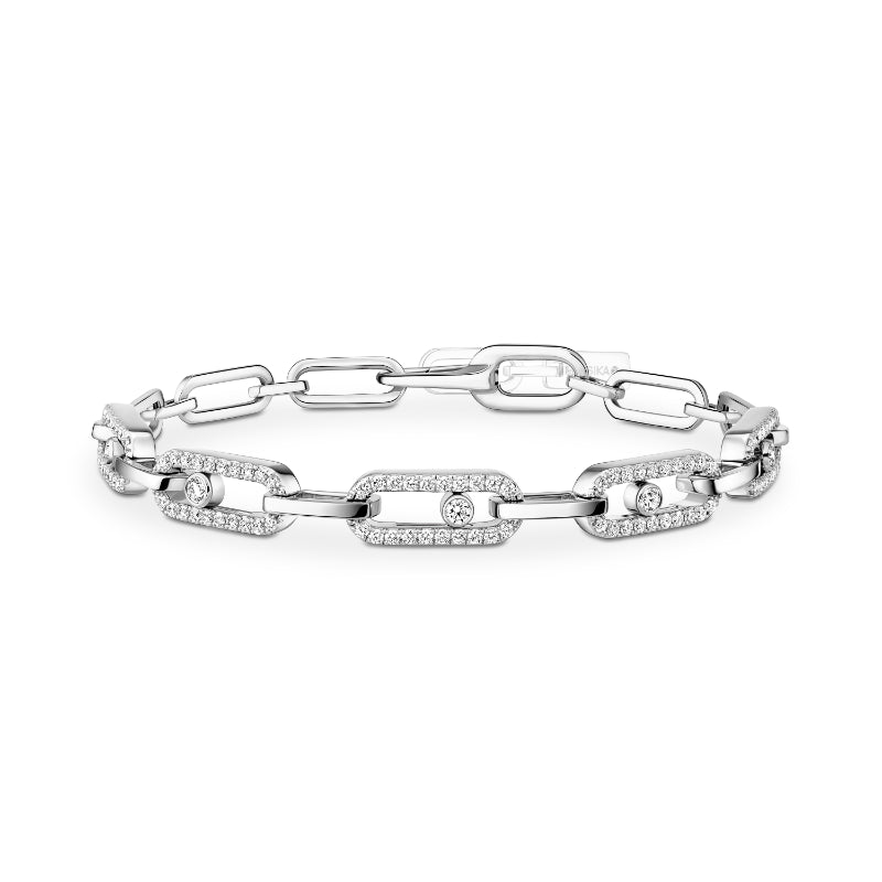 18K White Gold Diamond Move Link Bracelet