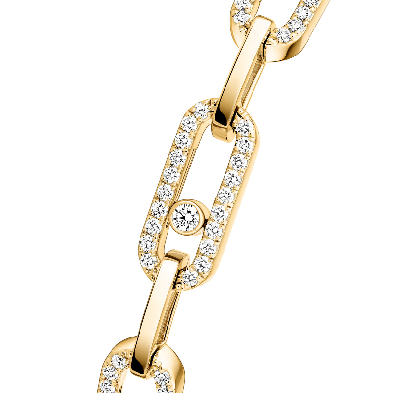 18K Yellow Gold Diamond Move Link Bracelet