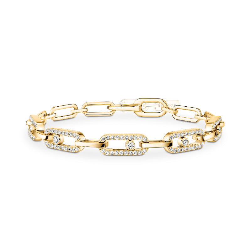 18K Yellow Gold Diamond Move Link Bracelet
