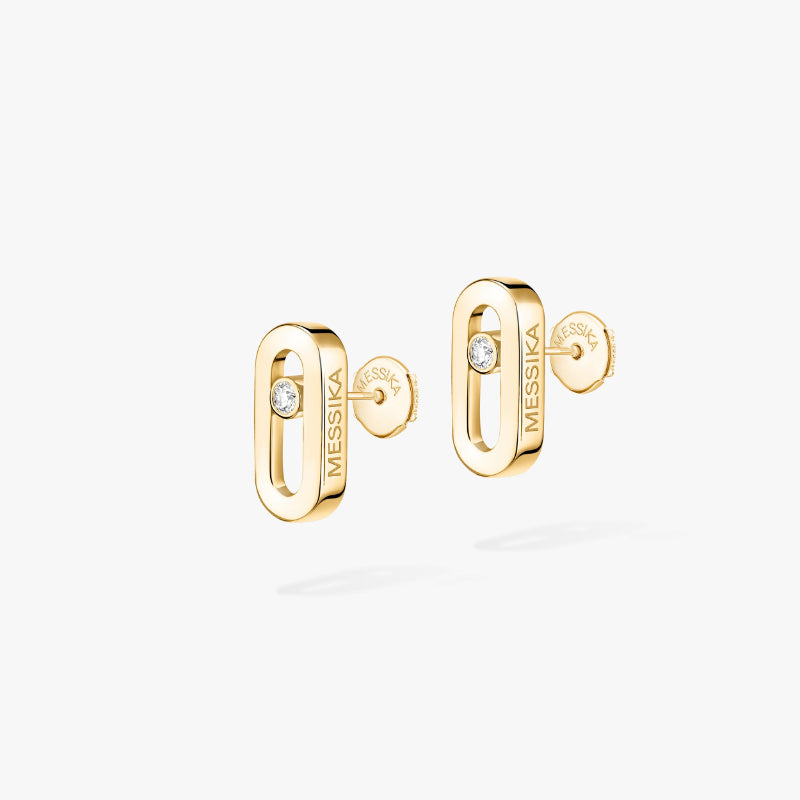 1 Pair of 18K Yellow Gold Diamond Move Uno Stud Earrings