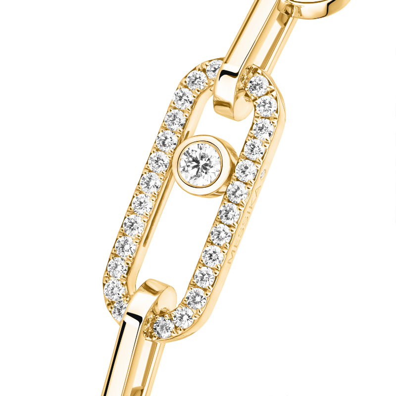 18K Yellow Gold Diamond Move Link Bracelet