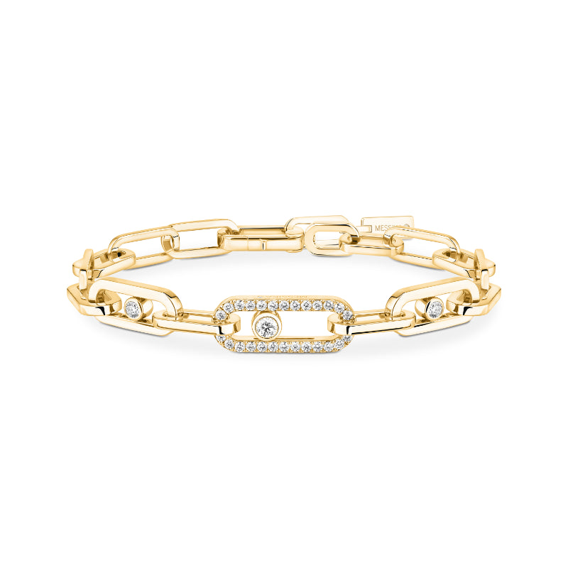 18K Yellow Gold Diamond Move Link Bracelet