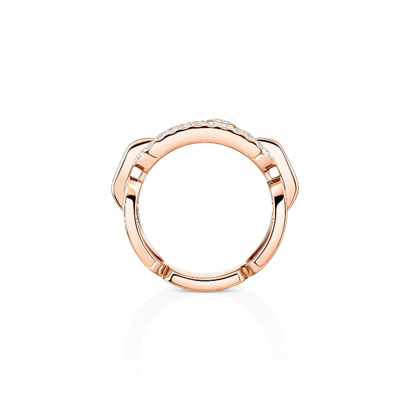 18K Pink Gold Diamond Move Link Ring
