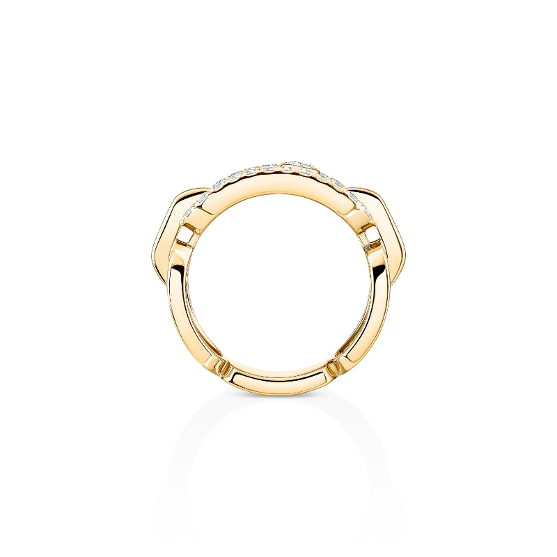 18K Yellow Gold Diamond Move Link Ring