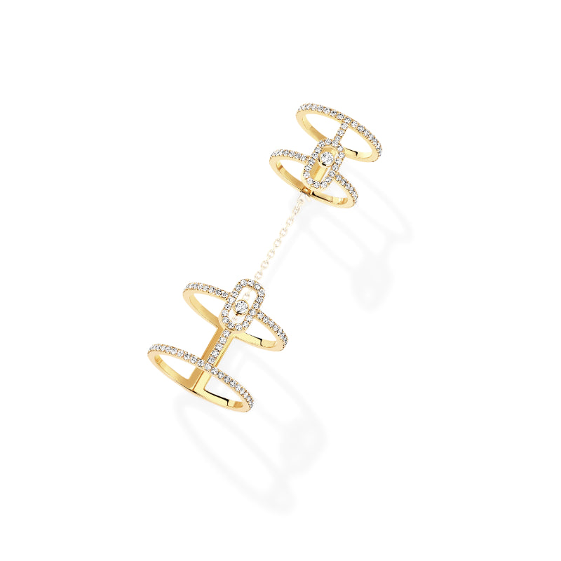 18K Yellow Gold Diamond Move Uno Double Ring