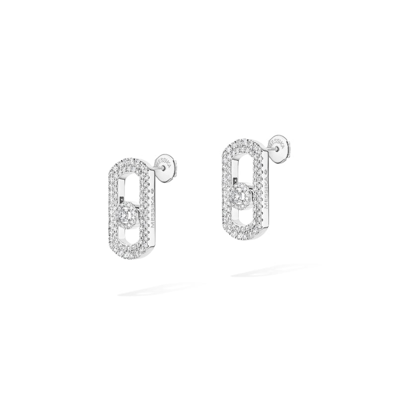 1 Pair of 18K White Gold Diamond So Move Pavé Earrings