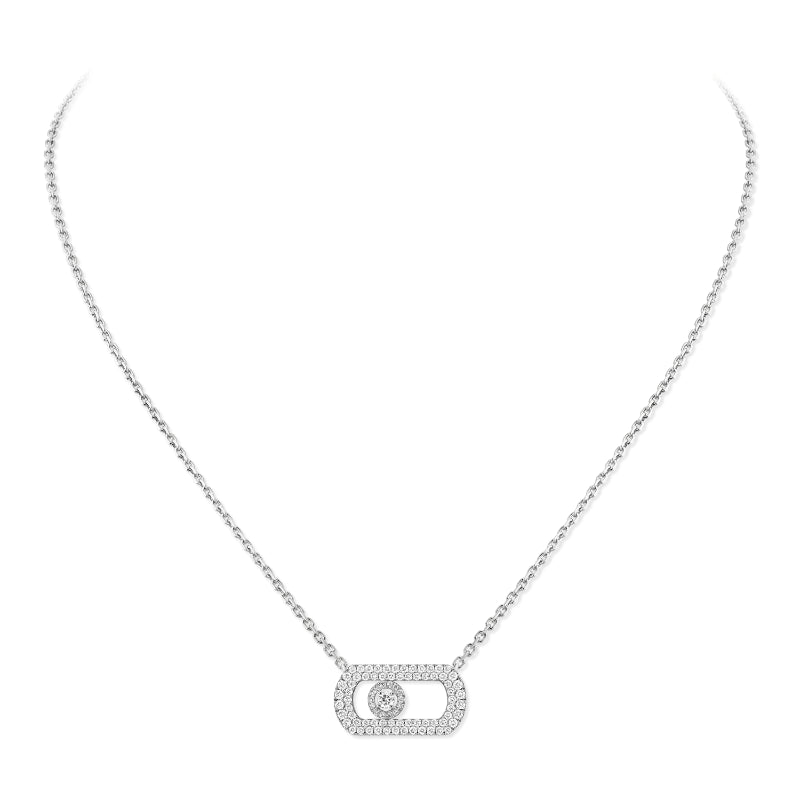 18K White Gold Diamond So Move Pavé Necklace