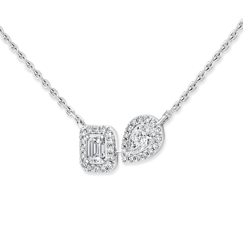 18K White Gold Diamond My Twin Toi & Moi Necklace