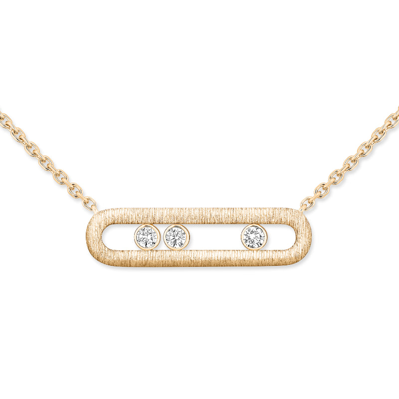 18K Yellow Gold Diamond Move Classique Ciselé Necklace