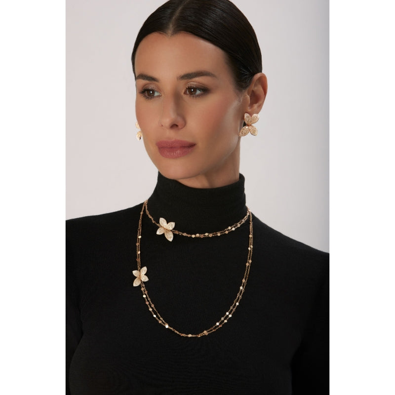 Giardini Segreti Sautoir in 18K Rose Gold with White and Champagne Diamonds.