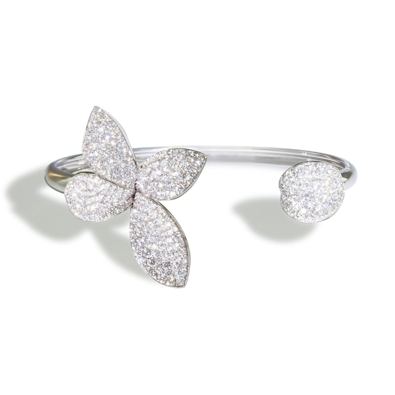 Giardini Segreti Small Flower Bracelet in 18K White Gold with White Diamonds.