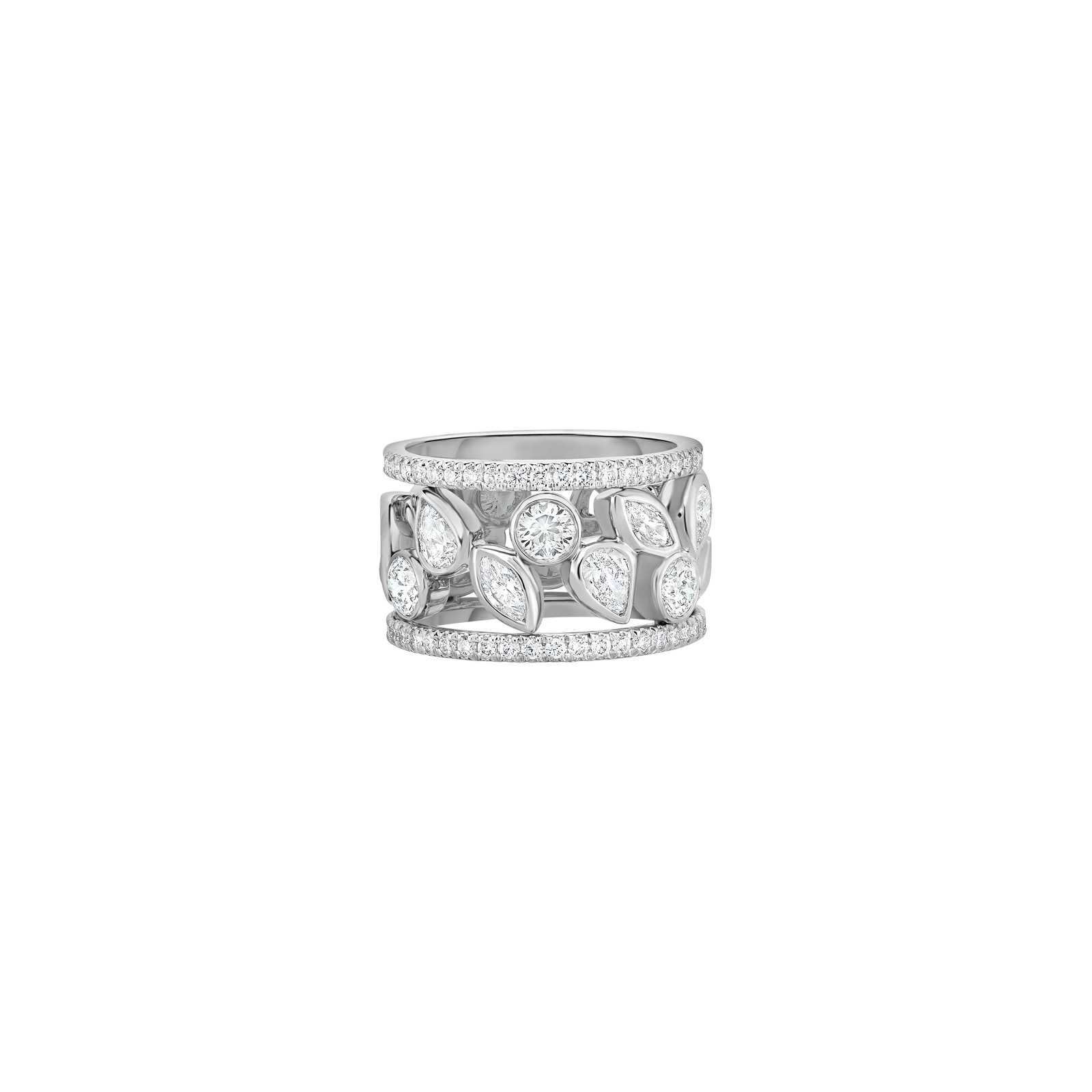 18K WHITE GOLD DOLCE WIDE PAVE DIAMOND RING