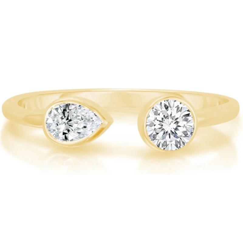18K YELLOW GOLD DOLCE 2 STONE RING - PS