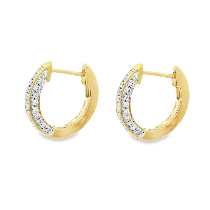 18K Yellow Gold Diamond Huggies Earrings