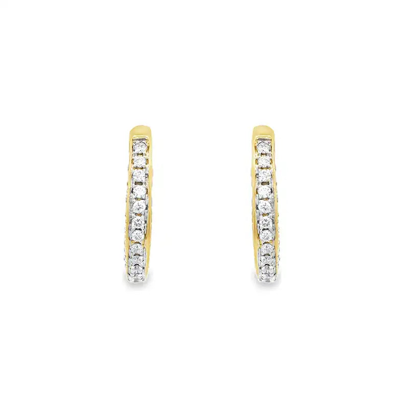 18K Yellow Gold Diamond Huggies Earrings